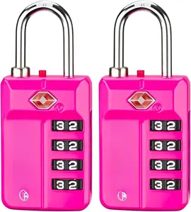 TSA Approved 4-Digit Resettable Combination Luggage s with Open Alert, Easy-Read Dials - for Luggage, School ers, Gym, Office, Toolbox &  Cases (Pink 2 Pack)