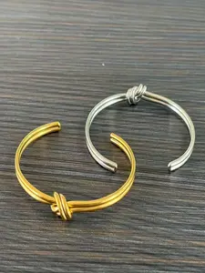 Women's Simple Dual-Strand Knot Opening Stainless Steel Bracelet, Elegant and Versatile, Daily Wear Accessory, Street Style, Stackable Bracelets, Elegant Minimalist Bangle