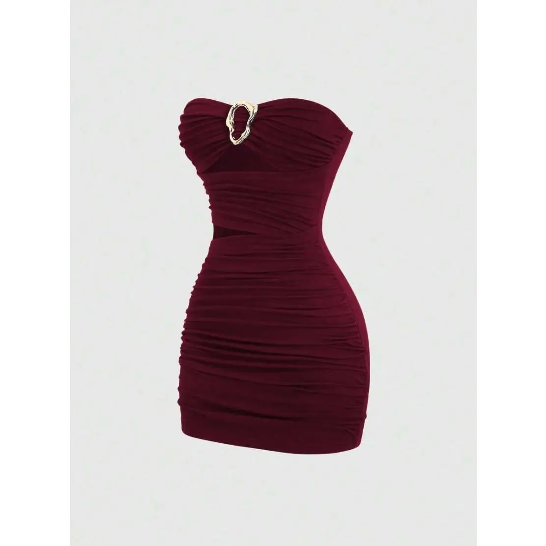 ARDEN x Sweetra Women's Sexy Fitted Metal Buckle Mini Dress