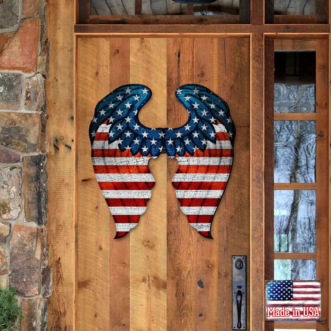 Designocracy 8187131H 24x18 in. USA Wings Decorative Holiday Door Hanger, Festive Home Decoration, Decorative Door Hanger