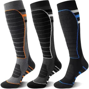 3 Pairs Merino Wool Ski Socks, Winter Thermal Snowboard Sock for Women Men, Knee High Socks for Skiing, Hiking