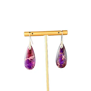 Natural Emperor Stone Earring,Natural Stone Hook Earring,Natural Gemsone Dangle Earrings,Healing Drop Earrings,Inner Peace Meditation Grounding Earrings Gift