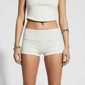 Women's Brown Faux Suede Mini Shorts - Street & Party Wear, Low-Rise Waistband with Metal Rivet Accents, Y2K Sexy Style for Summer Vacations, Soft Stretchy Bodycon Bottoms