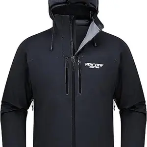 NEW VIEW Lightweight Rain Jackets for Men Waterproof with Hood, Hard Shell Stretch Rain Coat for Outdoor Travel