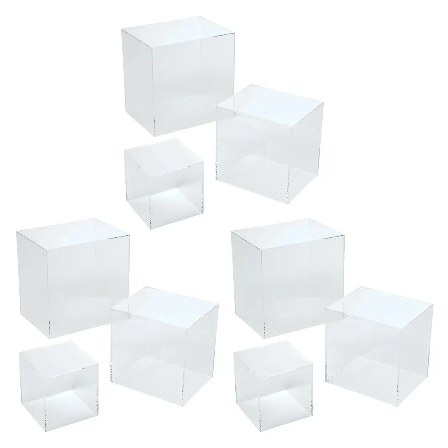 9-Pc. Bulk Acrylic Plastic Square Riser Set - Home & Festive Decor Supplies, Height Boost, Multi-Size (Small 4"x4"x4", Medium 6"x6"x5", Large 8"x8"x6"), Wedding Display, Large, 8" X 8" X 6"