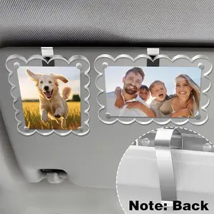 2 PCS Vertical Car Sunshade Photo Frame Clip - Acrylic Snap Clip Universal Fit for Cars, Holds 6*9 Photos, Random Color - DIY Customizable Car Decor, Perfect Gift for Couples, Family, Pet Memorabilia