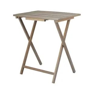 Rustic Gray Indoor Oversized Single Folding Tray Table - 26" x 23.6 x 17.7"