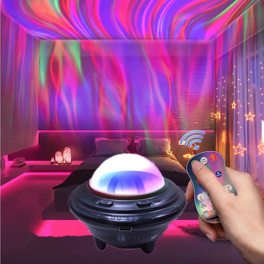 Voice Activated Aurora Projection Ambient Lamp, USB Plug-In Decorative Party Light for Bedroom Home Use, Multicolor Remote Control Adjustable Cozy Warm Vibe Audio Ornament, Party Lights