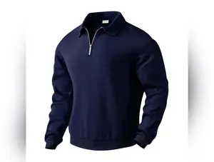 Lapel Jacquard Half-zipper Sweatshirt Fashion Solid Color Long-sleeved Tops For Men Clothing