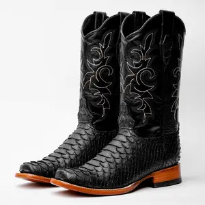 Black Leather Boots - Rodeo Toe
