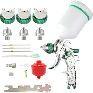 Professional Hvlp Spray Gun, 1.4/1.7/2.0mm Nozzle, Filter Ball, Gravity Sprayer Kit for Car Primer, Fence, House Painting, DIY, Paint Spraying Tool