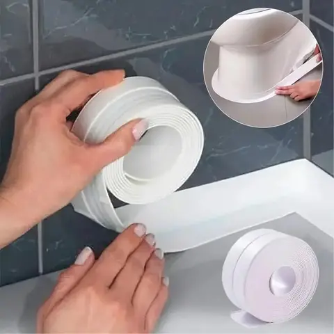 5m Waterproof & Moisture-resistant Long Lasting Adhesive Tape, Self Adhesive Bathroom Tape, Ideal for Sealing Joints, Toilet Slots & Corners, for Kitchen