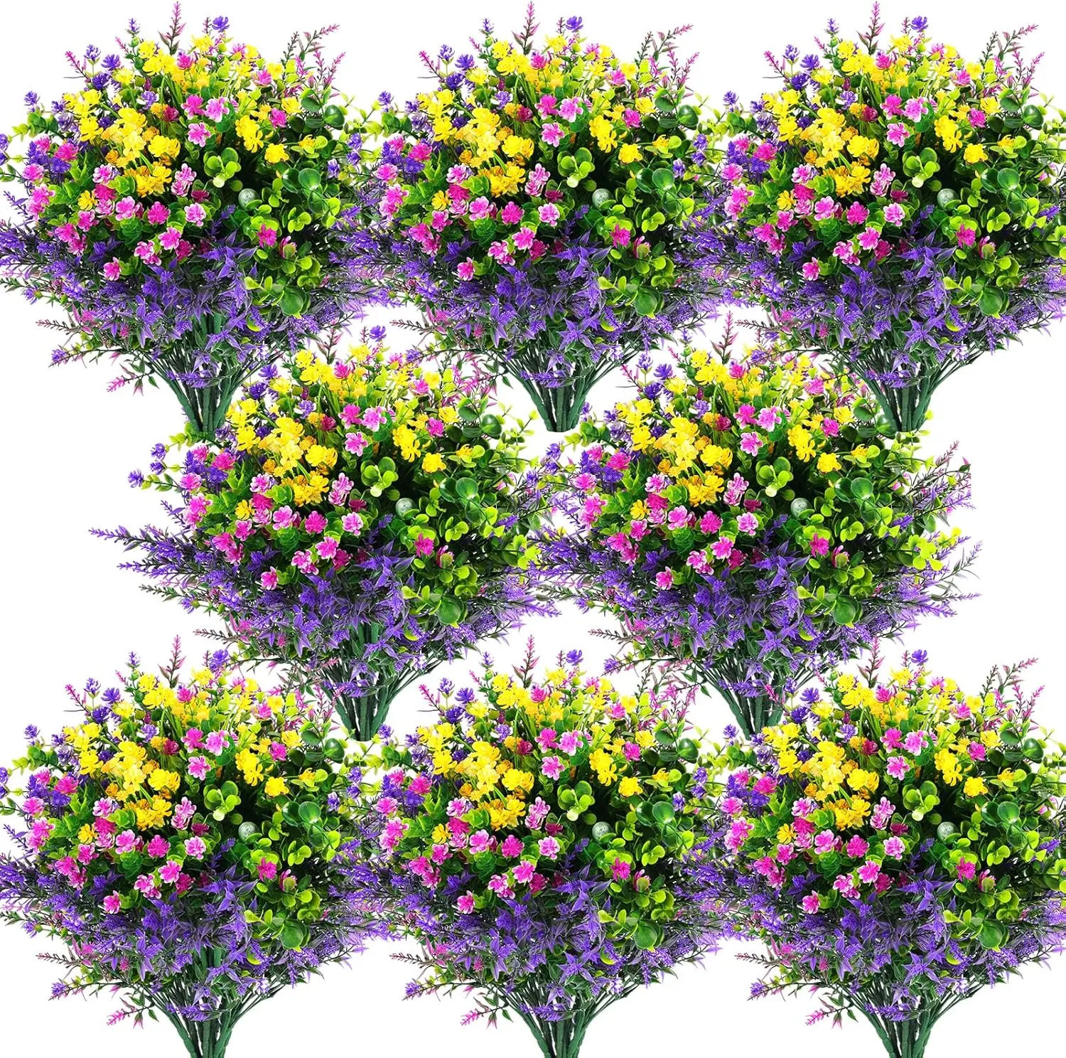 12/24 Pcs UV-Resistant Faux Plastic Artificial Flowers, Outdoor Decorative Plants for Hanging Planters, Porch, Home Decoration Centerpiece Jar
