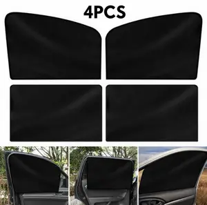 4Pcs Magnetic Full Blackout Car Window Sun Shades, Foldable Privacy UV Block Visor for Front Rear Side Windows