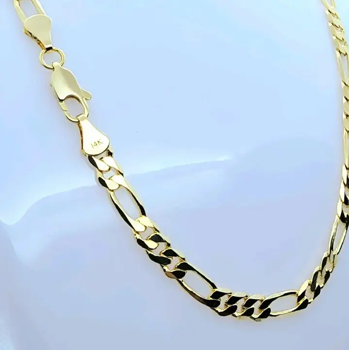 14 carat gold-plated Figaro Chain OUR 14 CARAT GOLD-PLATING STANDS OUT AMONGST THE REST!! christmas gift gold-plated necklace