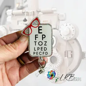 Optometry Badge ~ Eye Doctor, Eye Chart ~ Retractable ID Badge Holder ~ Customizable ~ Handmade ~ Nurse Badge Reel ~ Teacher Lanyard ~ Magnetic Pin ~ Stethoscope Tag ~ Magnet ~ Phone Grip