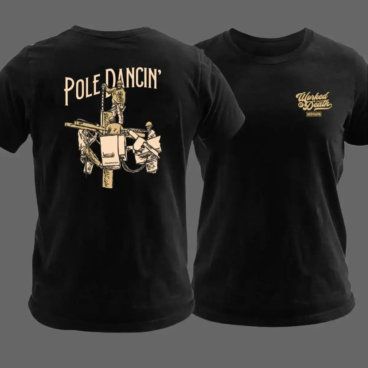 Pole Dancin’ Lineman T Shirt, Utility Lineman Graphic Tee with Power Pole Work Scene, Soft Cotton Blend Shirt, Worked to Death Tradesman Apparel for Men & Women, Funny Lineman Gift Idea Menswear Top Streetwear Tshirt Casual Crewneck Tropical Wetsuit