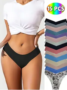 15 PCS Briefs Multi-Pack: Elastic, Soft & Comfortable for Home, Travel, Office & Free Movement, Sexy Trendy Styles ctivewear Athletic 2 piece sets women megara costume outfits milkmaid dress halloween chrismas Panties Womenswear Sports Clothes Activewear