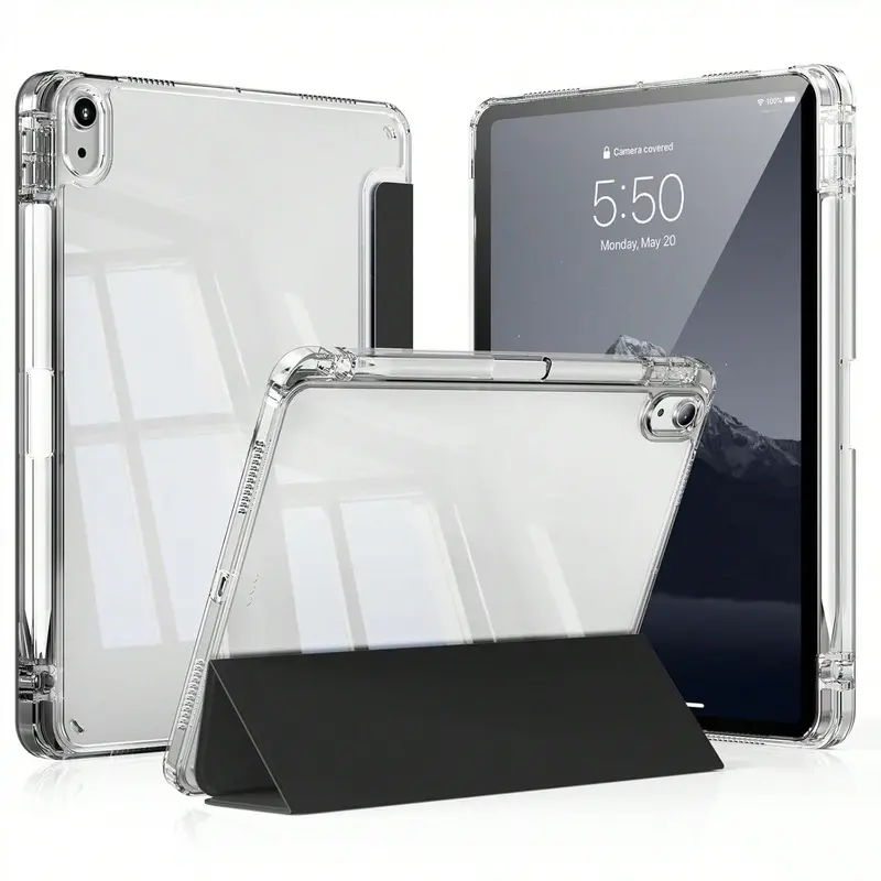 Black Premium Phone Case 1PC Tablet Protective Case Compatible with Ipad Soft Anti-Fall Protection, Ultra-Thin/Smart Stand/Auto-Wake Compatible with Ipad 9.7/10.2/10.9/11/12.9, 10th Gen, Air 11, Air4/5/6, and Galaxy A7/A8/A9+/S6/S7/S8/S9/S9FE/S10+