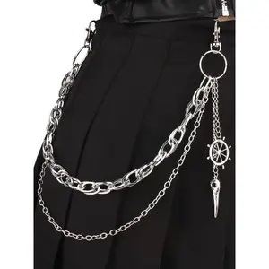 Unisex Edgy Punk Layered Beak Pendant Trouser Chain, Sporty Protective Gear, Versatile Waist-Hip Decor Belt Chain, Trendy Streetwear Accessory for Daily Wear, Party Styling