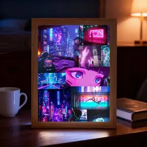 Cyberpunk Style Creative Mirror, LED Art Frame, Wall or Table Decor, Three Light Color Adjustments, Birthday Gift, Thanksgiving or Christmas Present
