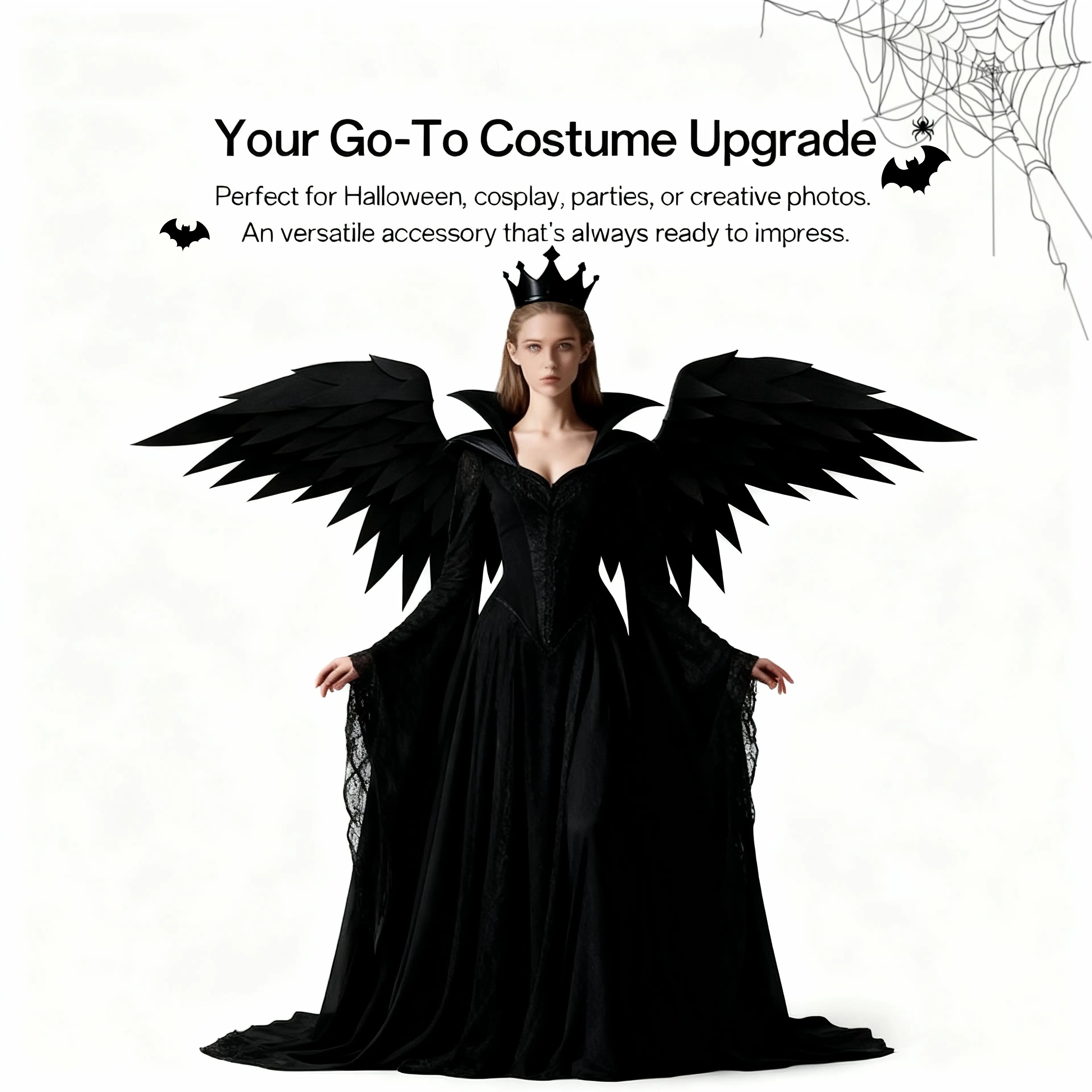 Handmade Daedalus Wings Forge Foam Electric Wing Material Package - Lightweight, Comfortable Black & White Cosplay Props Set with Mask, Spooky Scarf, Bow, Men's Hat, Beanie, Skull Cap, Short Clothes, Party Supplies Accessories (Father's Day Gift Idea)