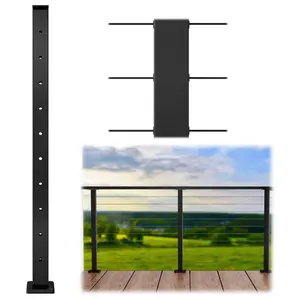 Muzata 36"x2"x2" (Post Body 35") Level-drilled Flat Top Stainless Steel Post PS02 BH4S