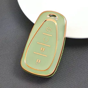 Tpu Car Key Cover for Chevrolet New Cruze Trax Equinox Malibu Xl 2017 Model, Four-Key with Gold Trim, Durable and Flexible Key Protection