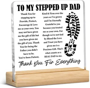 Stepdad Gifts from Stepdaughter Stepson for Fathers Day Birthday Christmas Father's Day Acrylic Desk Sign Unbiological Real Dad Thank You Acrylic Plaque for Home Decor 4 x 4 Inches
