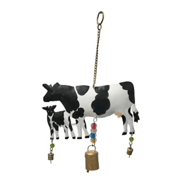 Metrotex Designs 62060 Brilliant Designs Cow Wind Chime, Black-White, Comfortable Chimes, 8.5 x 1 x 12 h in. Garden Decor for Home Improvement