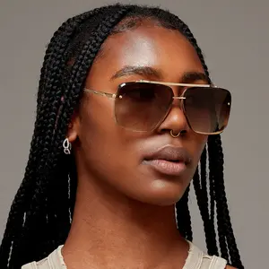TopFoxx Bella Square-Tinted Women's Tangle-Free Oversized Aviator Sunglasses, Square-Tinted Women's Sunglasses