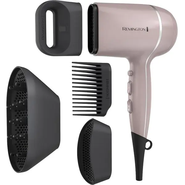 Remington Pro Wet2style Hair Dryer, Ionic & Ceramic Technology, 1875 Watts | Ionic and Ceramic Drying Technology, Unique Attachments and Diffuser, stylish mauve color, 3 Heat and 2 Speed Settings