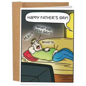 Hilarious Fathers Day Card - Funny Father's Day Cards for Dad - 5x7 Inch Individual Greeting Card with Kraft Envelope - Hand-Drawn Designs by Artists