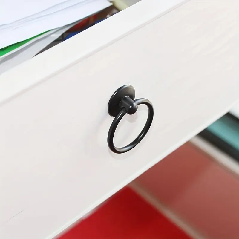 3pcs Circular Handle Pull, Dressing Table Drawer Knob Cabinet Door Pull Ring Handle with Hanging Ring, Furniture Hardware