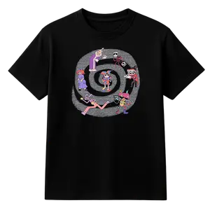The Amazing Digital Circus Cast Unisex T-Shirt | Pomni and Jax Graphic Tee, Y2K Indie Aesthetic Cartoon Shirt, Cute Anime Style Oversized Printed Black Top