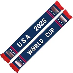 USA Soccer Knit Scarf, America Fan Supporter Scarf for Game Day, Stadium Events and Soccer Fans