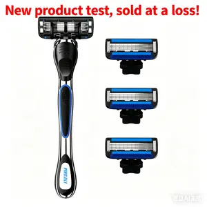 Men's Unscented Sharpness Razor Blade Replacement Kit - 4+1 Pieces (4 Blades, 1 Handle), Handheld Daily Care Hair Removal Item, Ideal Birthday or Holiday Gift
