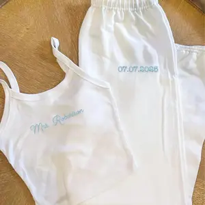 Bride Embroidered Tank and Sweatpants Set | Cute Bridal Getting Ready Outfit | Bachelorette Party Set
