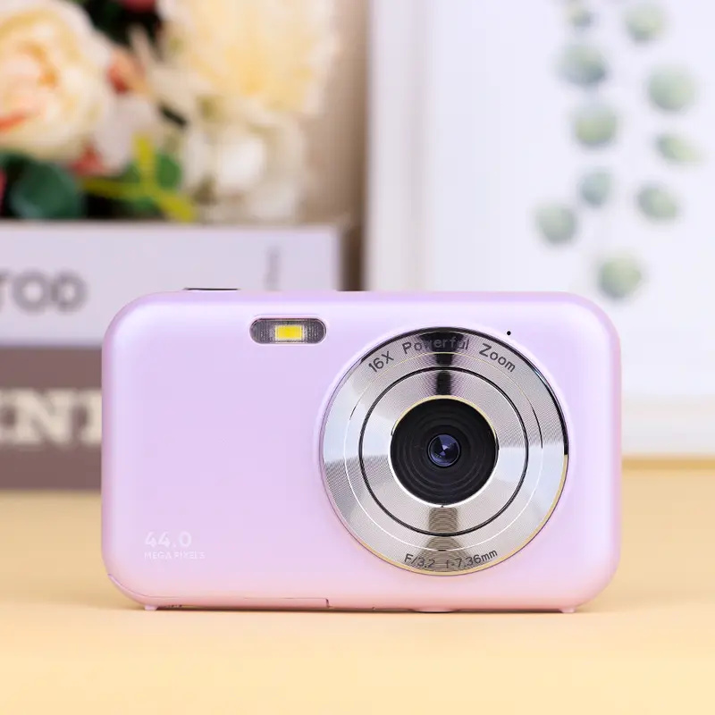 Camkory 44MP Kids Digital Camera for Daily Life Moments – FHD 1080P Compact Camera with 16X Zoom, Anti-Shake, 32GB Card, Lanyard【Violet Purple】