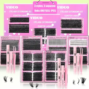 Lash Clusters Kit 3 Styles Lashes Book With Bond and Seal makeup tools, Diy Eyelash Extensions Volume/Thick/Mega/Full/Spikes/Bottom Eyelash Clusters Extensions Kit Wispy 5-20mm D Curl Individual Lashes with Everything You Need for Beginners and Proficient