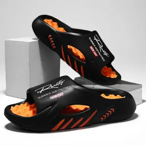 Reality Trendy Slides Black/Orange & White/Green Super Soft Cushioned Non-Slip Men's Summer Slippers EVA Material Minimalist Clogs Limited Stock for Boy