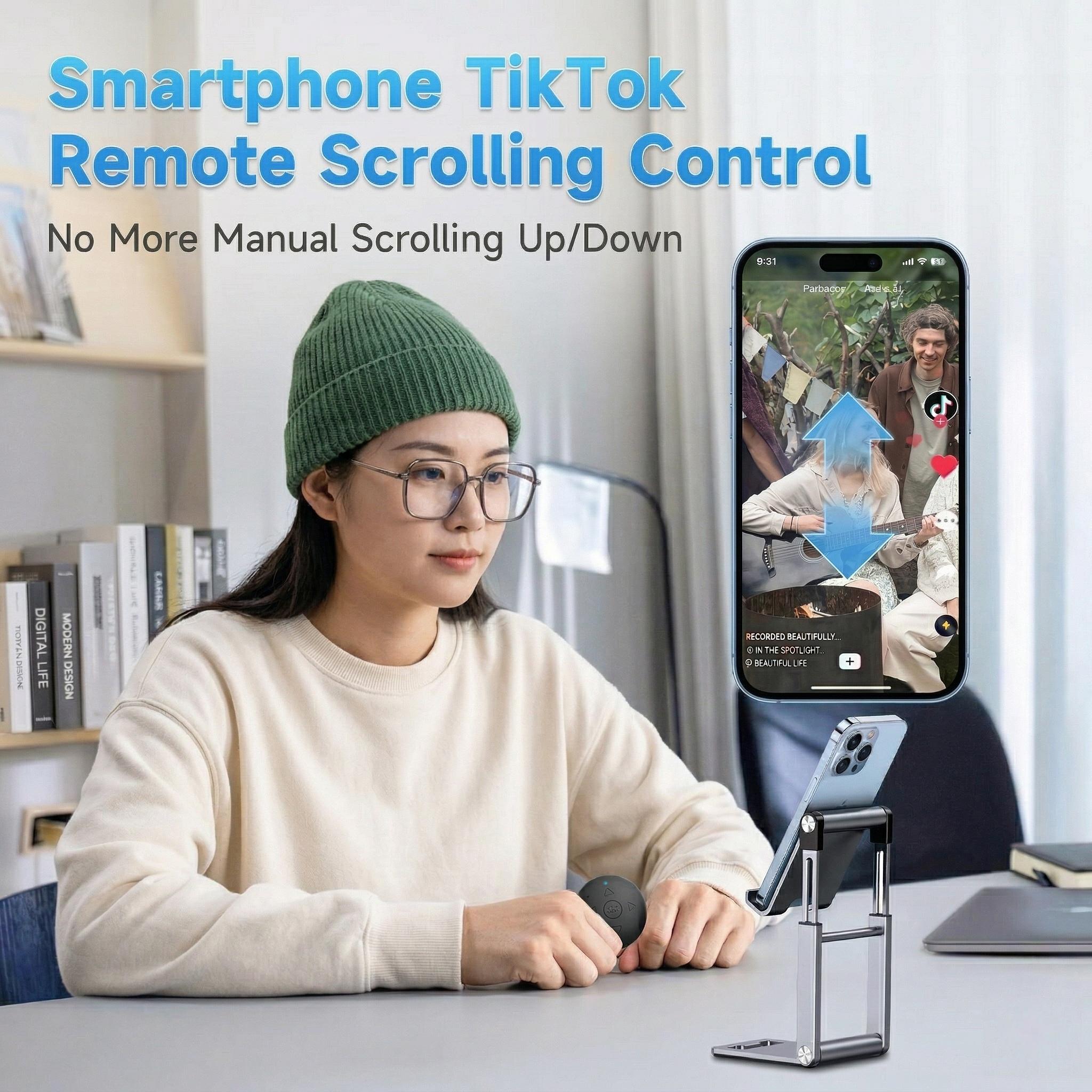 TikTok Scrolling Remote Control for Phone, Page Turner for Kindle App(Not for All Kindle Devices), Camera Shutter Controller for Photo and Video, Connect via Bluetooth, USB-C Charging