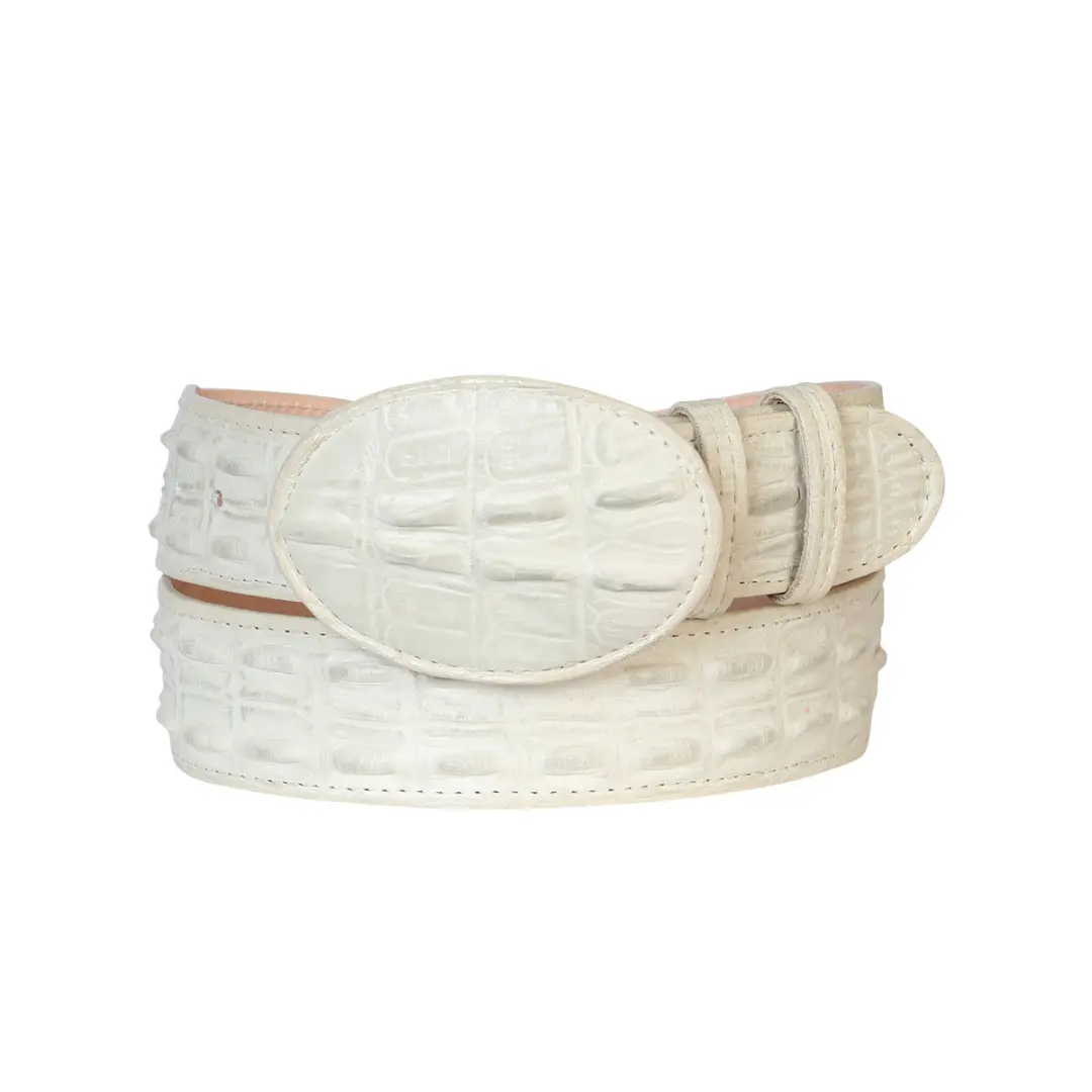 Men's Cowboy Belt - Imitation Alligator Tail Print - Hueso