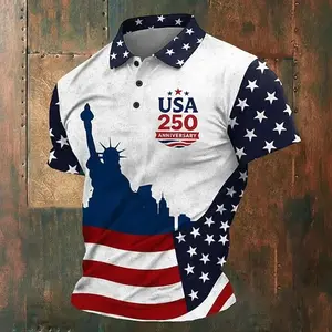 USA 250 Anniversary Men'S Polo Short Sleeve Polo Shirts American US Flag Polo Shirts Casual Outfit Trendy Buttons Men Polo 2026 NONE