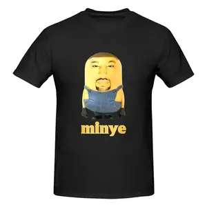 Men's Short-Sleeve Casual T-Shirt - Free Shipping, Human-Faced Bearded Minion, Yellow Overalls, Minye Text, Funny Pop Culture Mashup, Summer Outfit, Gift for Minion Fans