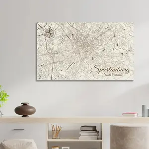Wooden Spartanburg City Street Map