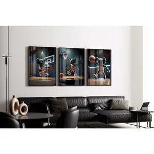 K.a.w.s Playing Basketball  - Set of 3 UNFRAMED POSTER