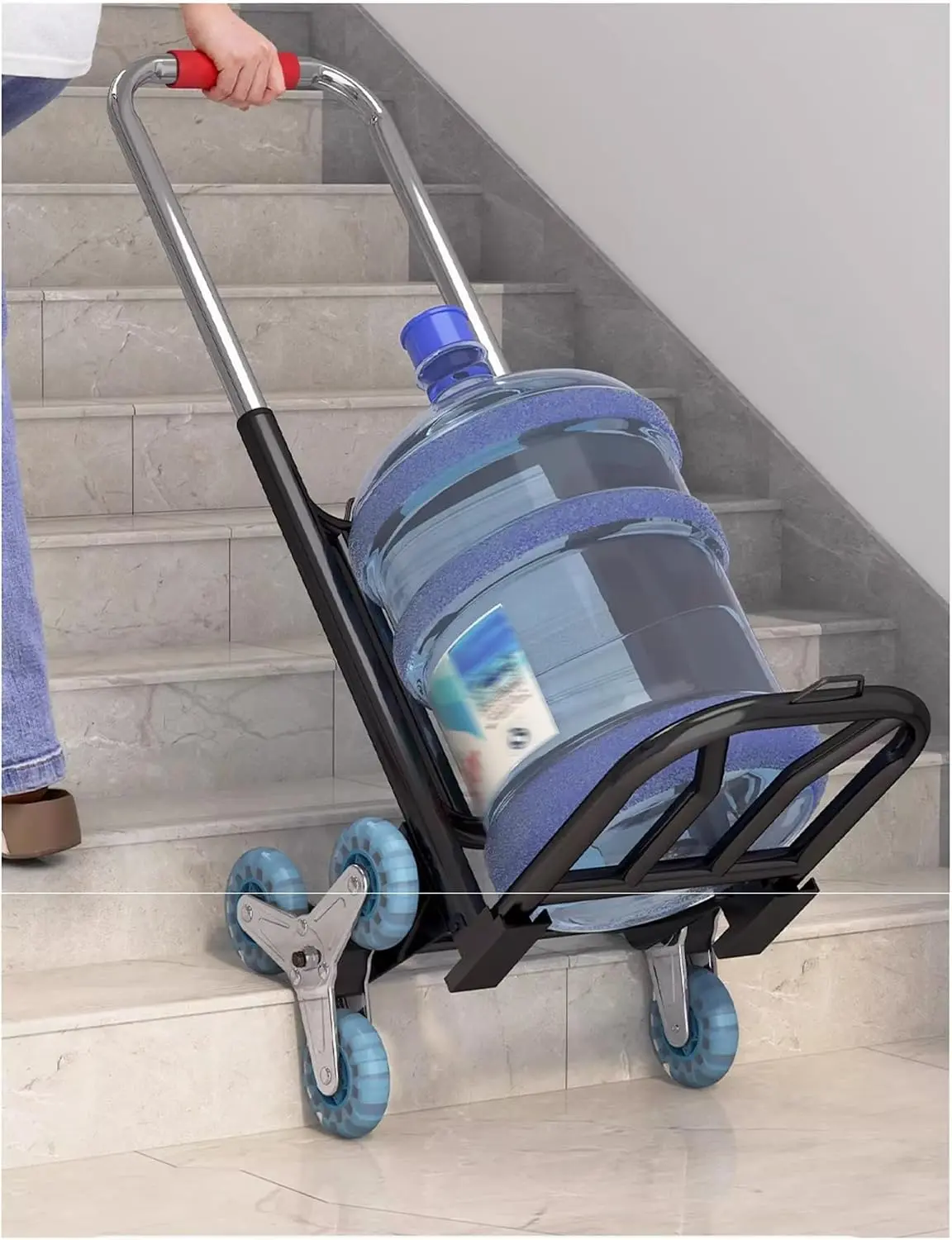 Lightweight Folding Cart: Stair-Climbing Hand Truck w/ 120kg Capacity, Portable Dolly for Water Jugs/Groceries