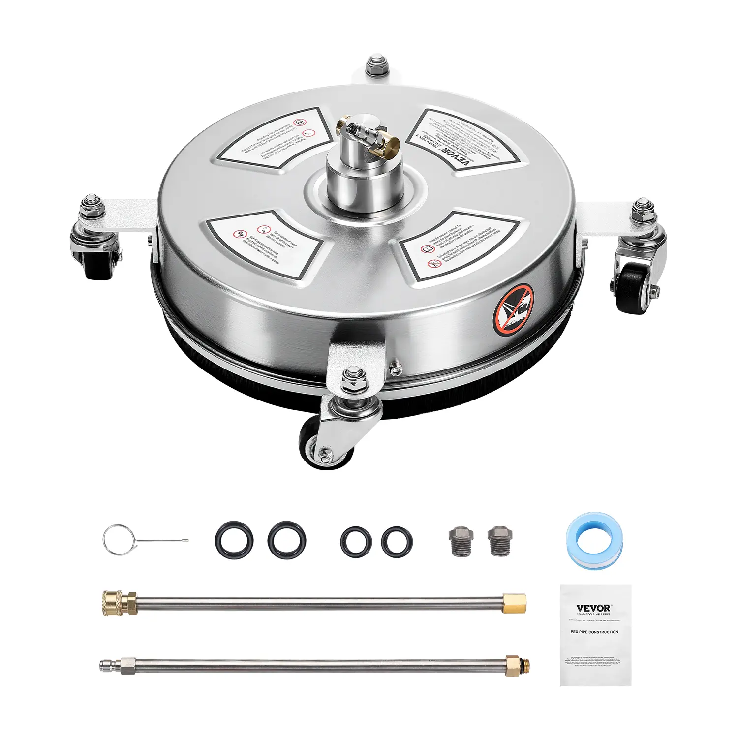 【summerfinds】VEVOR 14" High Power Pressure Washer Surface Cleaner, Pressure Washer Accessory, 4 Wheels, 4000 Max PSI, 2 Extended Wands, Multiple Specifications, Father's Day Gift, High Power Washer, Pressure Washer Accessories
