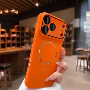 Simple skin feel frosted metal ring magnetic phone case for iPhone 17 Pro Max  Anti drop lens protection Shockproof Cove PC hard shell case phone protective case